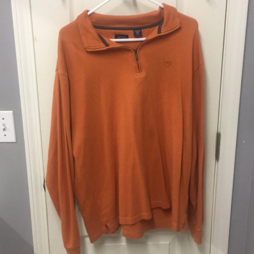 IZOD long sleeve pull over mid zip polo shirt